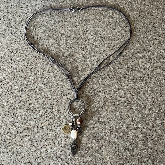 Silpada leather necklace with assorted charms - Picture 4 of 4